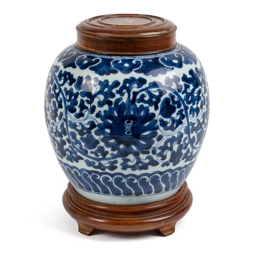 A CHINESE BLUE AND WHITE OVIFORM JAR (3)