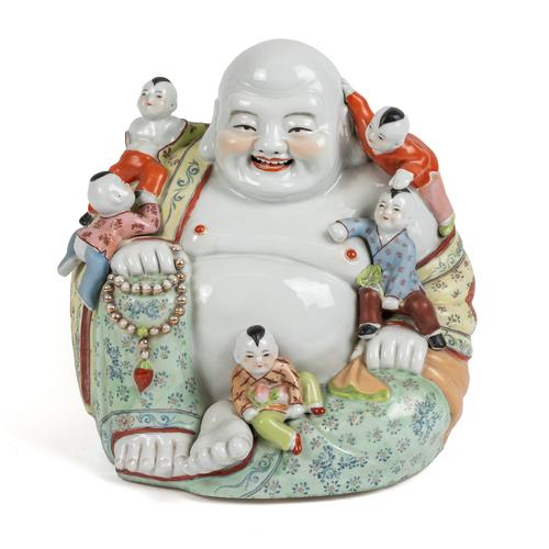A CHINESE FAMILLE ROSE FIGURE OF BUDAI