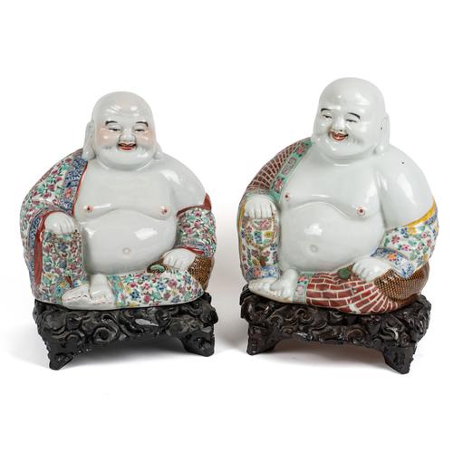 TWO CHINESE FAMILLE ROSE FIGURES OF BUDAI (4)
