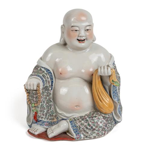 A CHINESE FAMILLE ROSE FIGURE OF A BUDAI