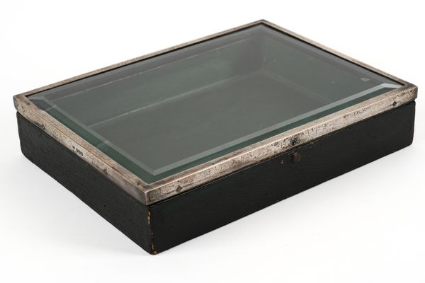 A SILVER MOUNTED GLASS DISPLAY BOX