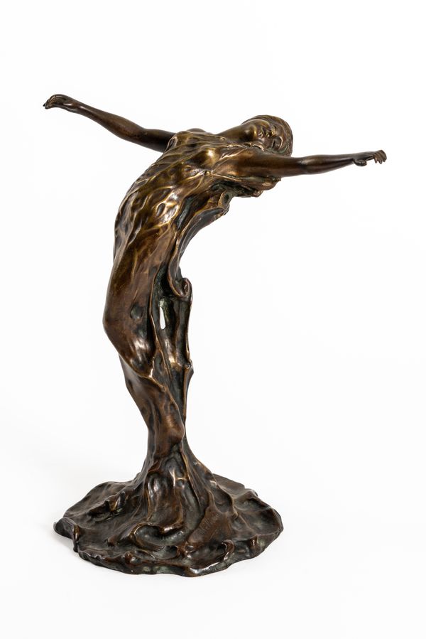 POSSIBLY JULES-ANDRE MELIODON (FRENCH,1867-C.1940): AN ART NOUVEAU BRONZE FIGURE, PROBABLY THE METAMORPHOSIS OF DAPHNE