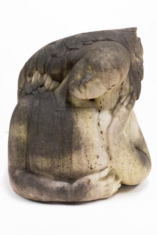 WINIFRED LEVERITT (BRITISH 1879-1969): AN ART DECO CARVED WHIITE MARBLE BUST OF A FEMALE