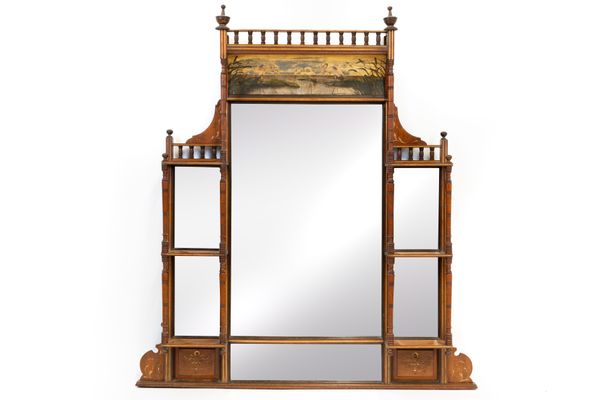 AN AESTHETIC MOVEMENT OVERMANTEL WALL MIRROR