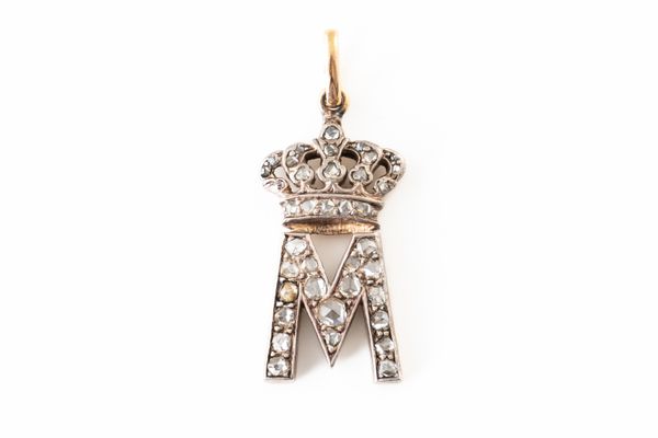 A VICTORIAN ROSE CUT DIAMOND INITIAL PENDANT