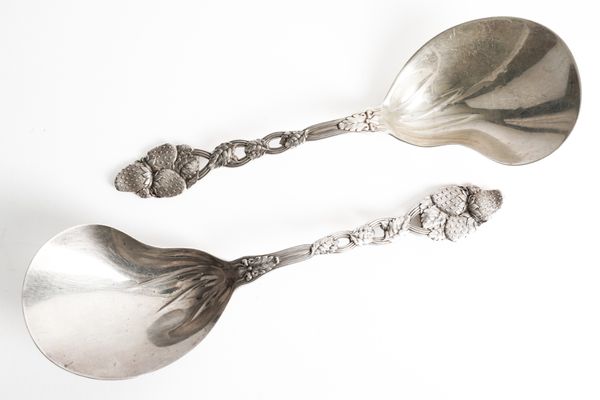 TWO SIMILAR TIFFANY AND CO STERLING FRUIT SERVING SPOONS (2)