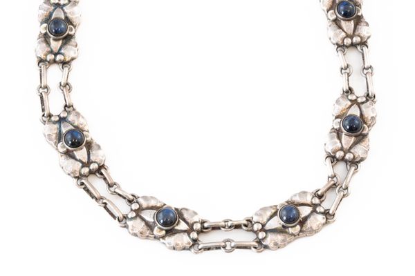 GEORG JENSEN: A SILVER AND LABRADORITE COLLAR NECKLACE