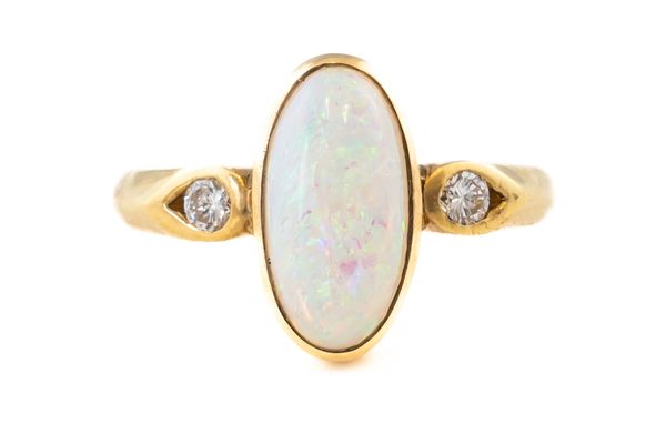 AN OPAL AND DIAMOND RING