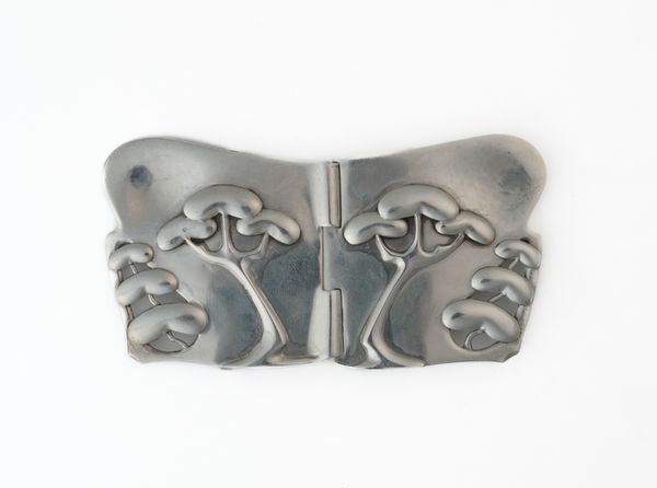 A LIBERTY AND CO SILVER ART NOUVEAU TWO PIECE WAISTBELT BUCKLE