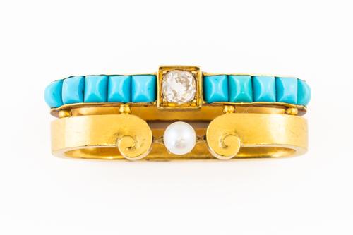 A VICTORIAN GEMSET SCARF RING