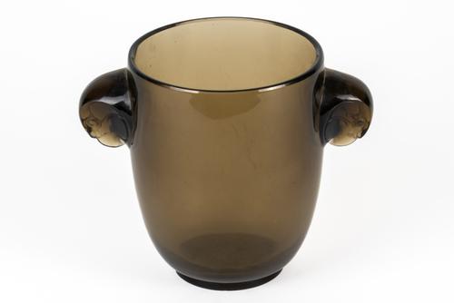 'ALBERT', A LALIQUE SMOKEY GLASS VASE