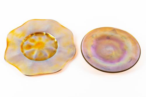 TWO TIFFANY FAVRILE GLASS PLATES (2)