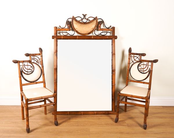 A LATE 19TH CENTURY AESTHETIC MOVEMENT BAMBOO WALL MIRROR  (3)