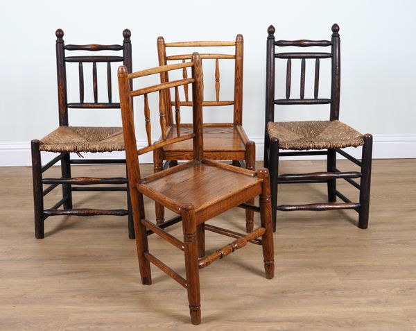 A PAIR OF 19TH CENTURY ASH AND SYCAMORE SIDE CHAIRS (4)