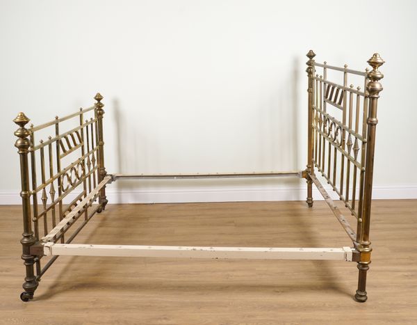 A VICTORIAN BRASS DOUBLE BED