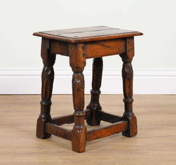 A 17TH CENTURY AND LATER OAK JOINT STOOL