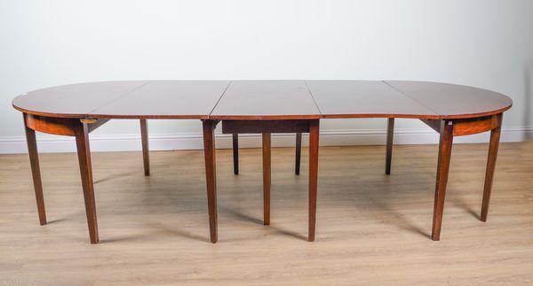 A GEORGE III MAHOGANY D-END DINING TABLE