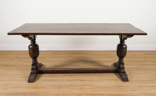 A 17TH CENURY STYLE OAK REFECTORY TABLE