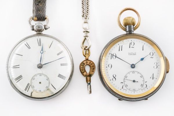A GUN METAL CASED, KEYLESS WIND, OPENFACED QUARTER REPEATING POCKET WATCH AND TWO FURTHER ITEMS (3)