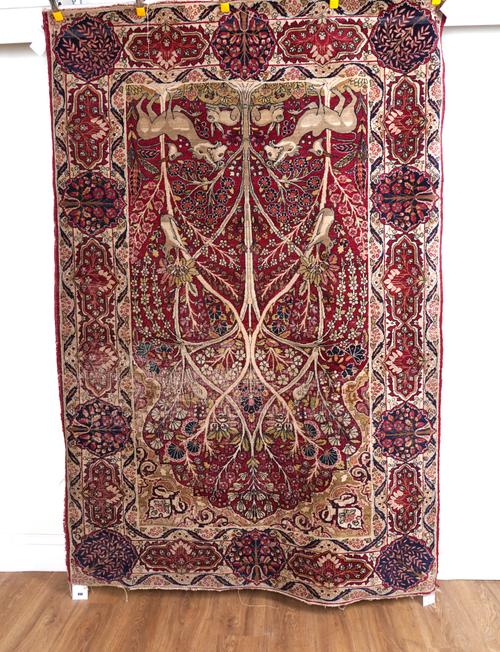 A KERMAN TREE OF LIFE PRAYER RUG, PERSIAN