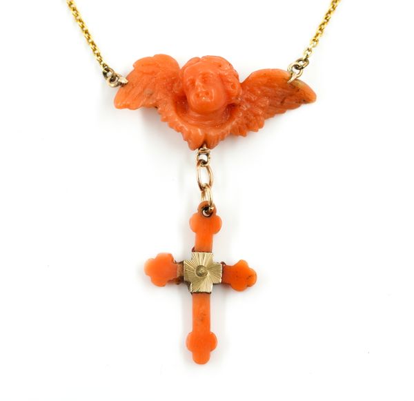 A GOLD AND CORAL NECKLACE