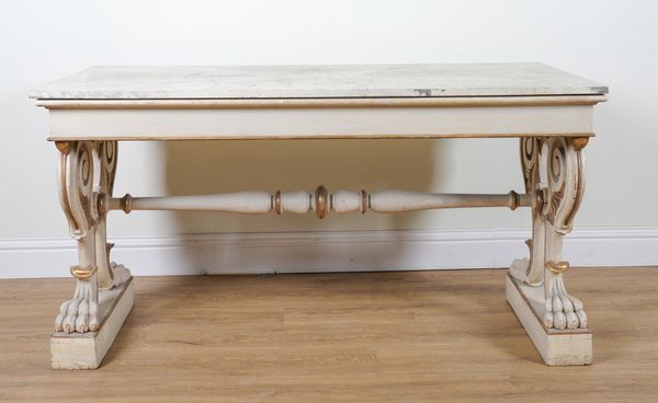 A 19TH CENTURY ITALIAN MARBLE TOP CENTRE TABLE