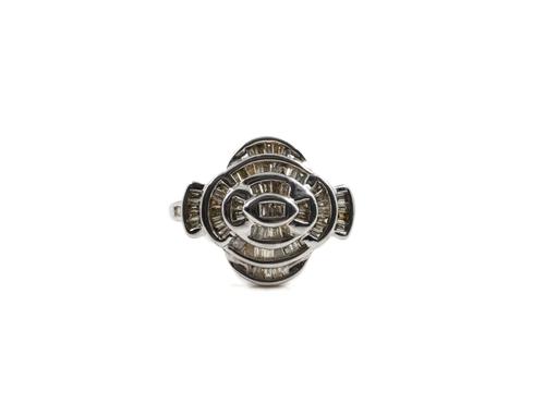 A SILVER AND DIAMOND RING