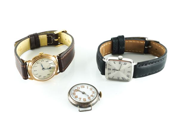 A VINTAGE GOLD CASED WATCH, OMEGA DE VILLE AND OTHER (3)