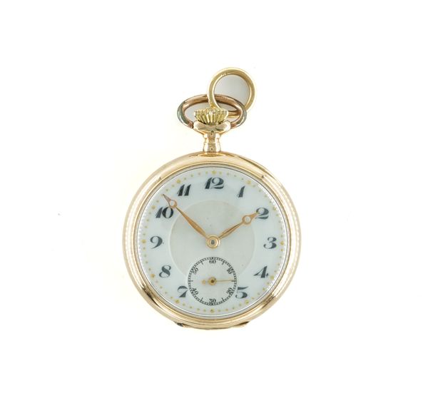 A LADY'S GOLD CASED KEYLESS WIND OPENFACED FOB WATCH