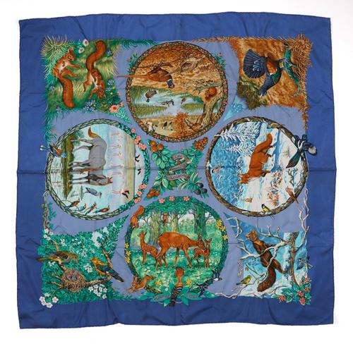 HERMES: 'LES QUATRE SAISONS' SILK SCARF BY ROBERT DALLET