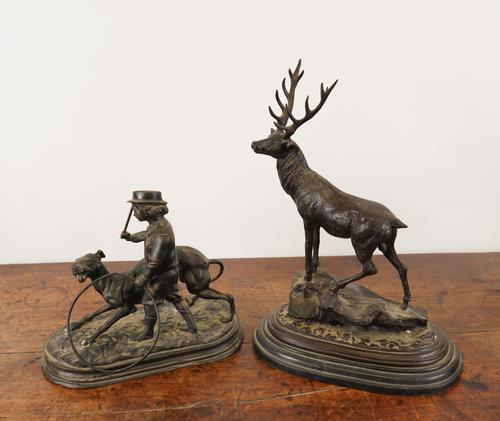 AFTER JULES-PIERRE MENE: A BRONZE SCULPTURE OF A STAG (2)