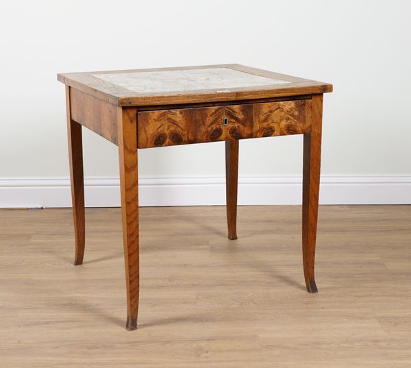 A EARLY 20TH CENTURY FRENCH ELM SINGLE DRAWER PREPARATION TABLE