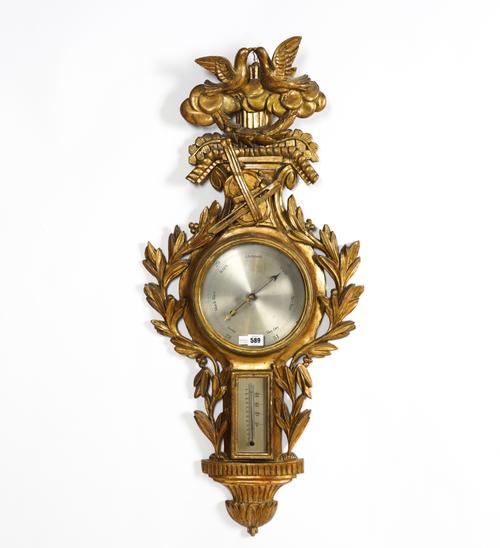A FRENCH GILTWOOD WALL BAROMETER