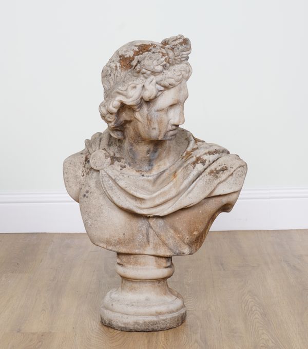 AFTER THE ANTIQUE: A COMPOSITE STONE BUST OF APOLLO