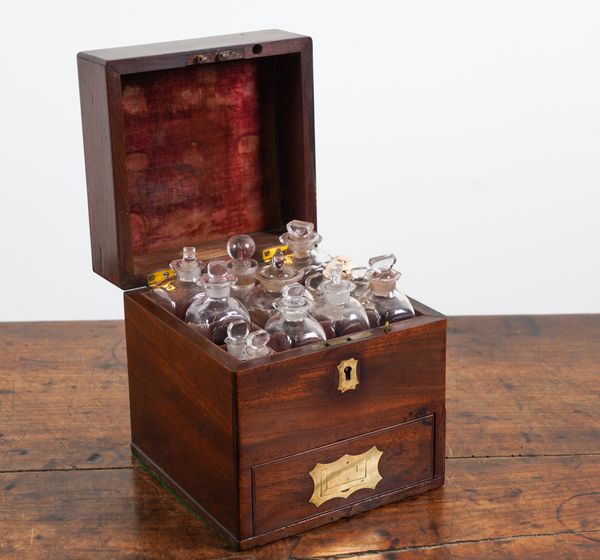 A GEORGE III MAHOGANY APOTHECARY BOX