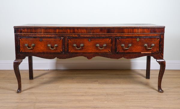 A MID 18TH CENTURY OAK DRESSER BASE