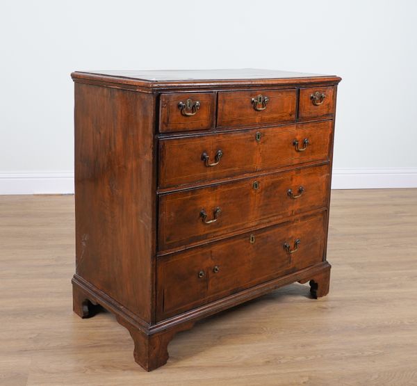 AN 18TH CENTURY WALNUT SIX DRAWER CHEST