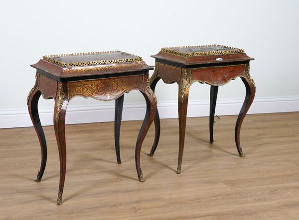 A PAIR OF 19TH CENTURY BOULLE WORK RECTANGULAR JARDINIERES (2)