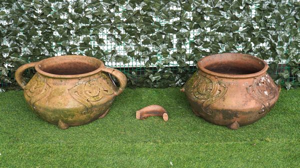 PROBABLY ARCHIBALD KNOX FOR COMPTON; A PAIR OF LARGE TERRACOTTA POTS (2)