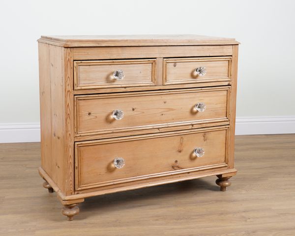 A 19TH CENTURY PINE FOUR DRAWER CHEST