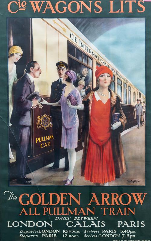 W.S.BYLITYLLIS CIE WAGONS LITS THE GOLDEN ARROW TRAVEL POSTER