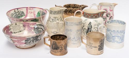 A GROUP OF TRANSFER PRINTED POTTERY (QTY)