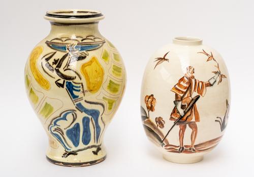 A CONTINENTAL BALUSTER VASE (2)