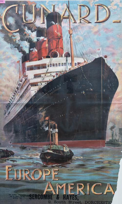 CUNARD EUROPE AMERICA TRAVEL POSTER BY ODIN TROSENVINGE