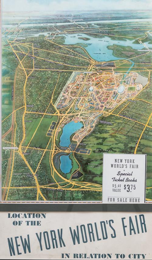 SPOFFORD BIRDS EYE VIEW MAP OF NEW YORK WORLD'S FAIR POSTER