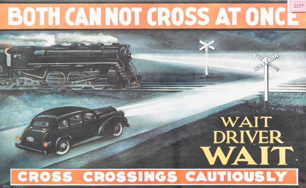 WAIT DRIVER WAIT CROSSING POSTER