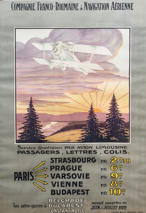 COMPAGNIE FRANCO-ROUMAINE DE NAVIGATION AERIENNE FRENCH AVIATION POSTER