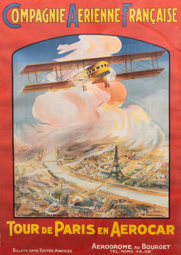 COMPAGNIE AERIENNE FRANCIASE TOUR DU PARIS EN AEROCAR FRENCH AVIATION POSTER