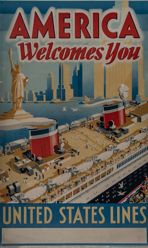 UNITED STATES LINES, AMERICA WELCOMES YOU POSTER