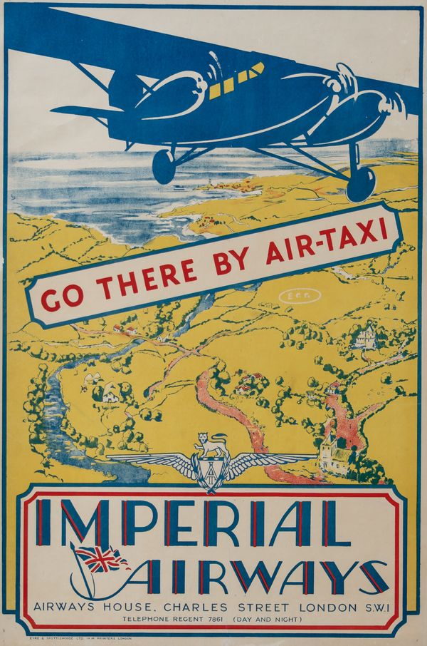 IMPERIAL AIRWAYS, GO THERE BY AIR TAXI POSTER